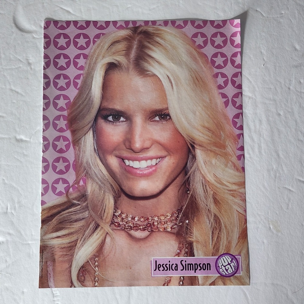 Jessica Simpson Ashton Kutcher double-sided pinup vintage clipping 2004 8x10.5